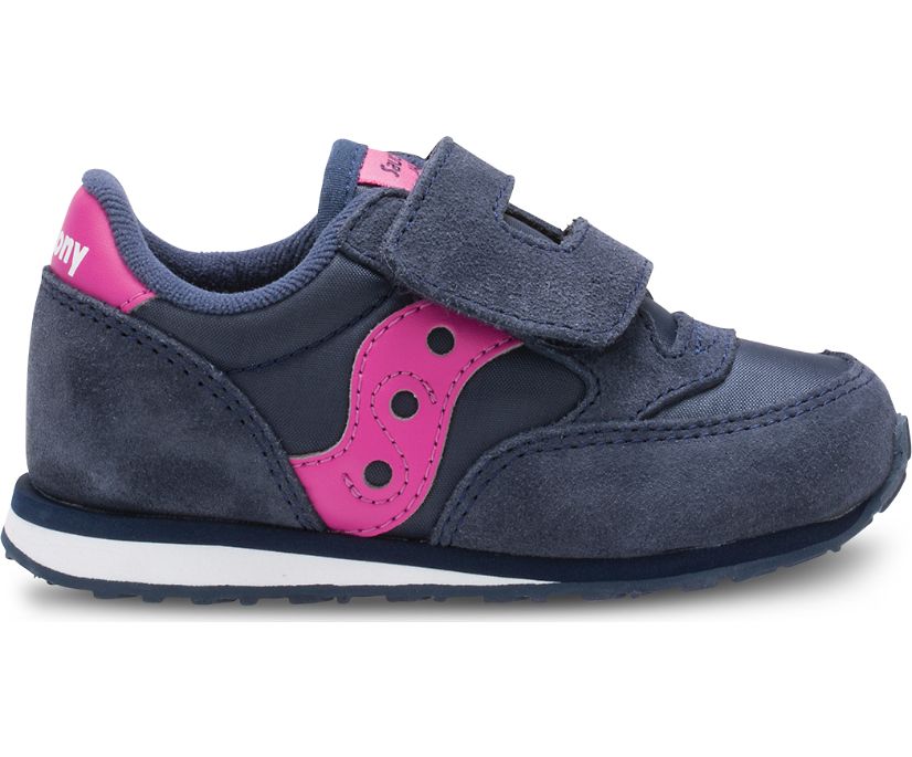 Saucony Baby Jazz Hook & Loop Sneakers Barn Marinblå Rosa | Sverige 658GSO